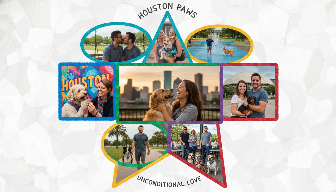 Happy dogs and owners collage