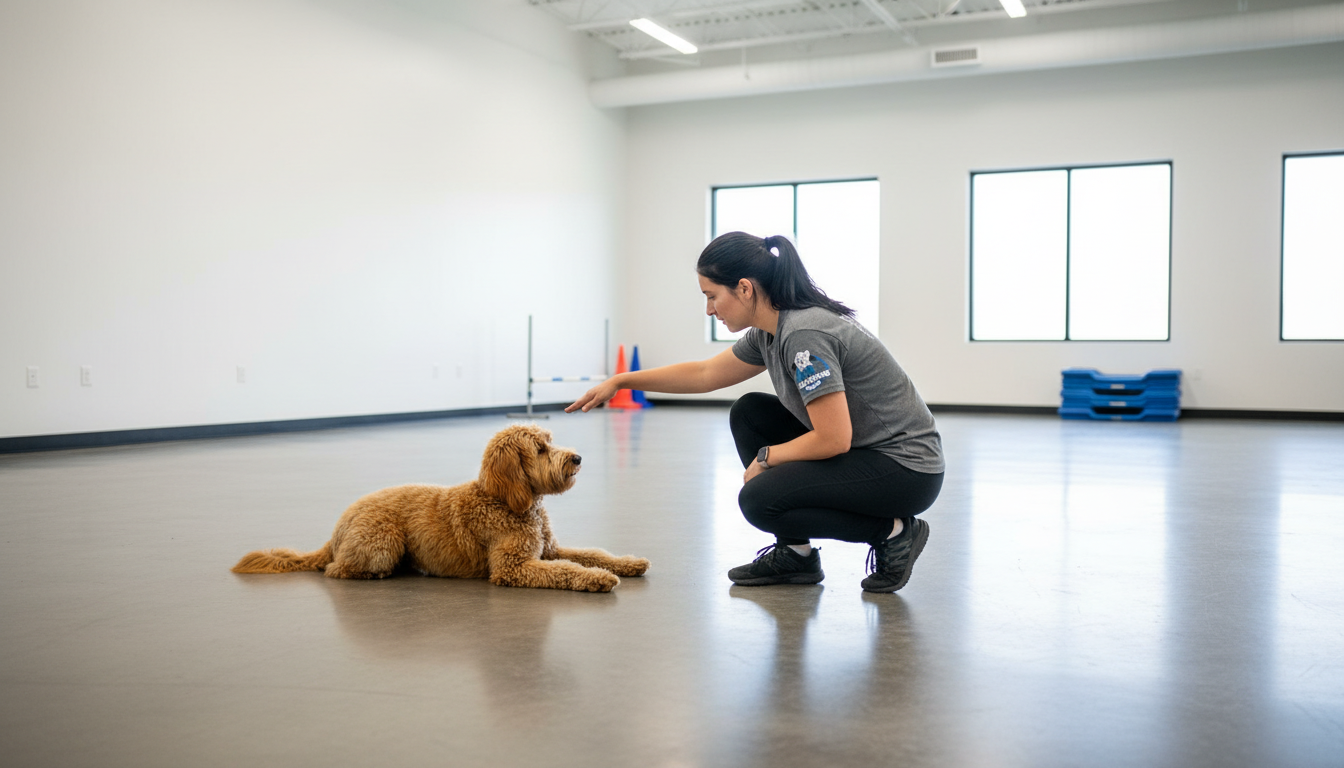 Before: Dog jumping on visitors